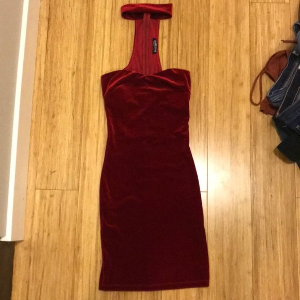 Red velvet dress